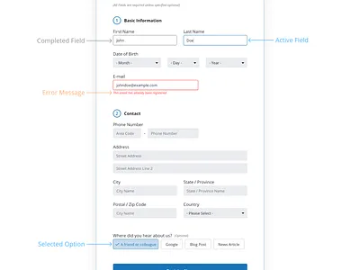 Registration Form form form fields registration registration page ui ux uxui