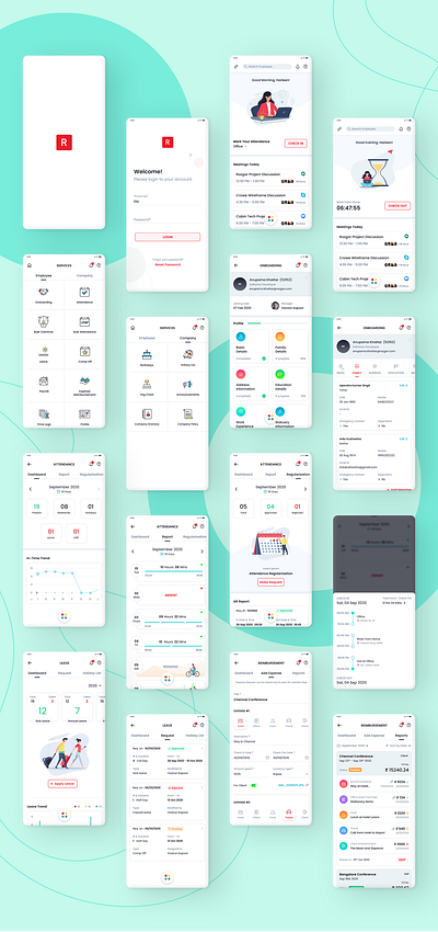 Rozgar HRMS adobe xd hrms mobile app mobile app design ui ux