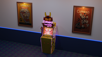 Cuphead Arcade 3d 3d art arcade machine blender3d videogame