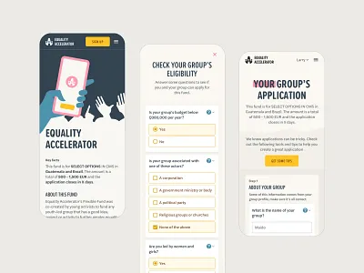 👩🏽‍🎓Fund Applications application apply branding charity filtering ux web