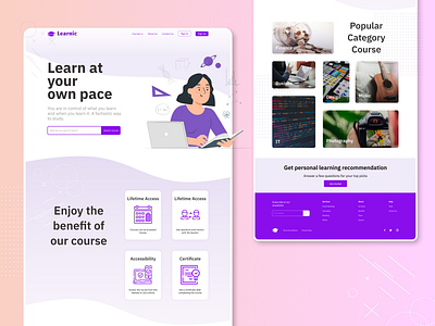 Web landing page #DailyUI #003 course dailyui design online learning ui ux webdesign website