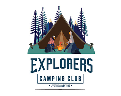 Campaign Logo Design adventure badge banner camp campfire camping classic design element emblem expedition exploration explore forest graphic hike hiking hipster icon illustration