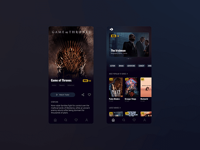 Movie app booking app cinema film game of thrones minimal mobile movie