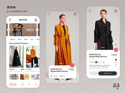 Riva E-Commerce App UI/UX Interface Design animation app art design illustration mobile ui ux web web design