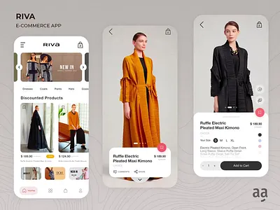 Riva E-Commerce App UI/UX Interface Design animation app art design illustration mobile ui ux web web design