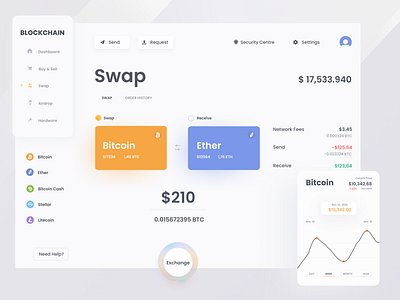 Blockchain Swaping panel blockchain creative design crypto crypto exchange crypto wallet cryptocurrency design exchnage design ui ux web webdesign