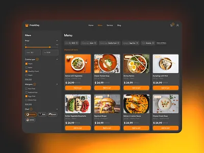 Food delivery dark mode dark delivery ecommerce figma food store web webapp website