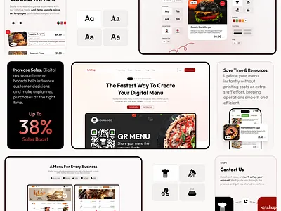 Ketchup a Digital Menu Service - Landing Page Design. bento cards cards design system digital menu digital producrt figma food menu graphic design homepage landing page minimal design modern modern design resturant website resturants ui uiux ux vibrant design website