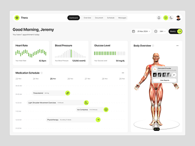 Thera - Medical Checkup Dashboard checkup checkupdashboard clean dashboard datavisualization digitalhealth healthcare healthcheck healthdashboard hospital interactiondesign medicalcheckup medicaldashboard medtech minimalist modern patientportal uidesign uxdesign website