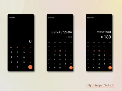 Calculator UI Design calculator app calculator ui contrast dark app dark theme design icon minimal mobile design ui ux