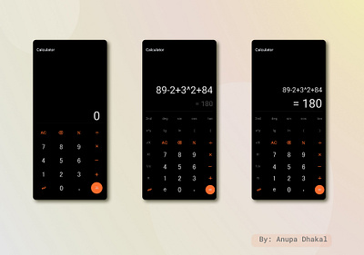 Calculator UI Design calculator app calculator ui contrast dark app dark theme design icon minimal mobile design ui ux