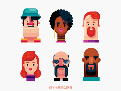 Flat Design Avatar Portraits, Digital Art Characters avatar avatar design avatar icons avatardesign avatars cartoon character character design characters design drawing flat flat design illustration people vector vector art