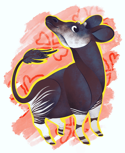 Okapi Party animals art digitalart illustration illustrator okapi procreate zoo