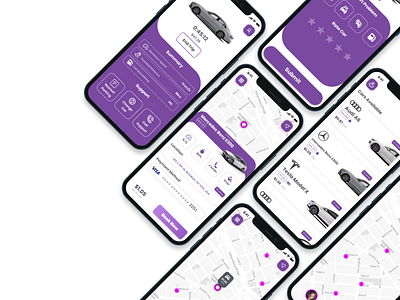 Car Renting App app car carrental design graphic design minimal product purple typography ui ux web webdesign website