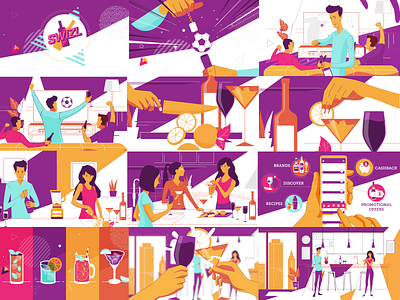 Swizl Promo Style Frames cocktails drinks illustration styleframe swizl