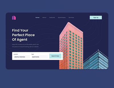 Header Real Estate Property Landing Page UI Design design flat minimal ui uiux ux web webdesign website