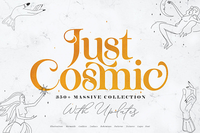 Just Cosmic Collection character clean colorful concept cosmic cosmicode creative design fonts gesture goddess hand illustration logo mermaid mystic potrait zodiac zodiac signs