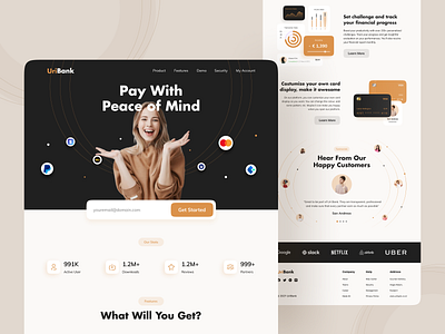 UriBank - Finance Landing Page bank landing page card chart design emoney emoney landing page finance finance landing page finance website landing page ui ui black ui design ui gold ui white uiux web design web designer