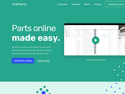 PartsPal Hero Section b2b design hero section landing page platform software ui webflow