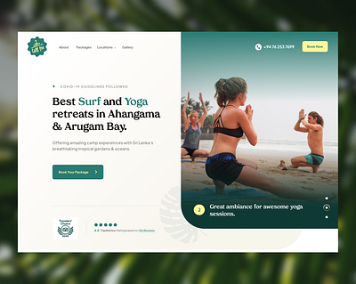 Camp Poe - Website Redesign camping clean fitness health landing page minimal modern srilanka surfing travel trip vacation yoga yoga pose