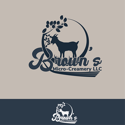 browns micro creamery branding design goat illustration logo tree vector