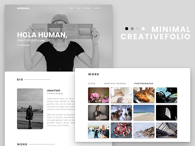 Minimal Monochrome Creativefolio Web Template aesthetic app creative design freeupdate minimalist monochrome portfolio template uidesign uiux web