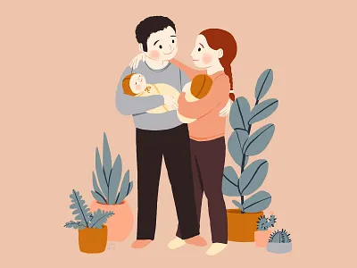 New Parents of Twins birth children childrens illustration kids kids illustration new parnets nursery parents peach pink people plants twin babies twin newborns welcome to the world