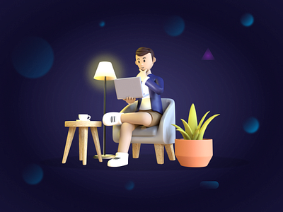 Think People Character 3D Design 3d art 3dmodeing 3dmodel blender blender 3d character character design creative design ideas illustration minimal stylish thinking ui