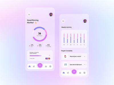 Task manager - Mobile App 3d blur dribbble figma illustration manager managment minimal pink task task manager tasks ui ui design uidesign uiux