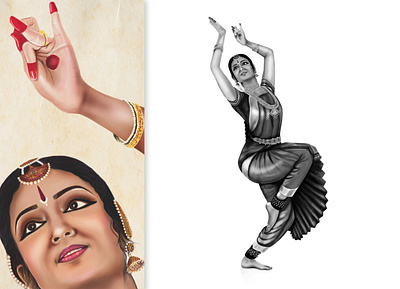 Indian culture "BHARATNATYAM'' characterdesign design digital painting digitalart drawing freehand illustraion