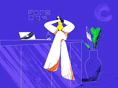 Work at Home branding character design flat girl home illustration indoor inspiration logo minimal office painting typography vector women work