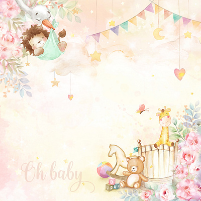 Oh Baby! animals charater design digital painting digitalart flower illustraion illustration layout