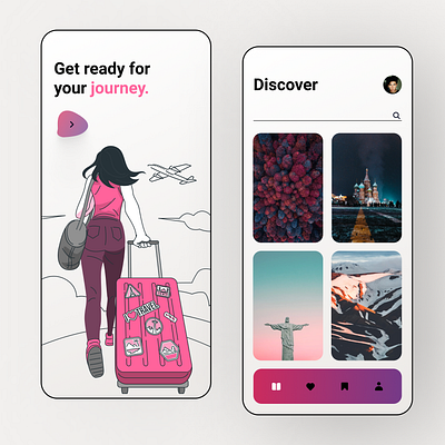 Travel App app design illustration pink travel travel app ui ui uidesign ux white