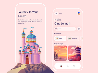 Tours Mobile App Design 3d app dashboard figma design glassmorphism illustration interface minimal mobile app onboarding search sketch app splash travel travel app ui creative uidesign uiux web website