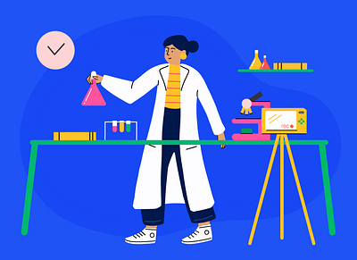 Science Lab character class editorial illustration experiment illustration lab laboratory microscope procreate remote class science science and technology teacher women in illustration