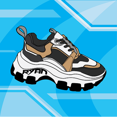 ryan s shoe black blue background branding design illustration shoe vector white