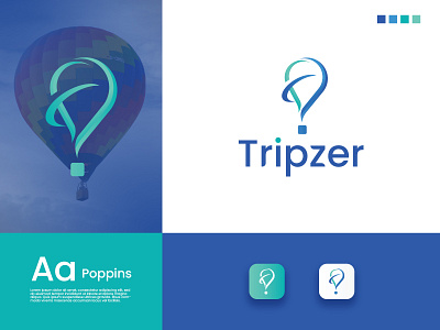 Tripzer adventure logo balloon logo branding location app location logo logo for sale logodesign logoforsale t letter logo tourism logo travel app travel logo trip logo