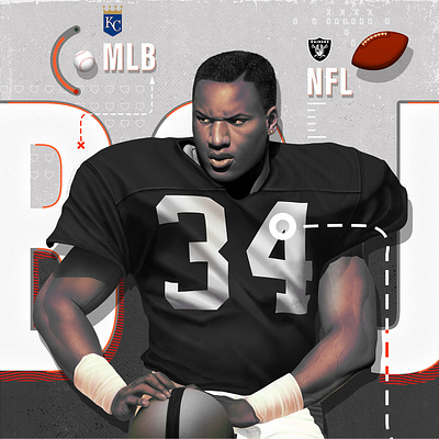 Bo Jackson bo jackson boknows footballer illustration digital nfl sports