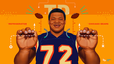 William Refrigerator Perry digitalillustration football nfl refrigerator perry sports