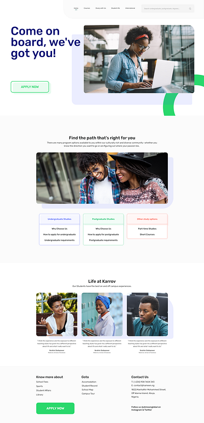 Landing Page for School UI landing page landingpage school