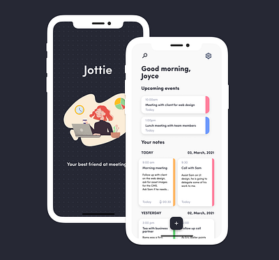 Jottie - your best friend at meetings notes notes app ui ui ux