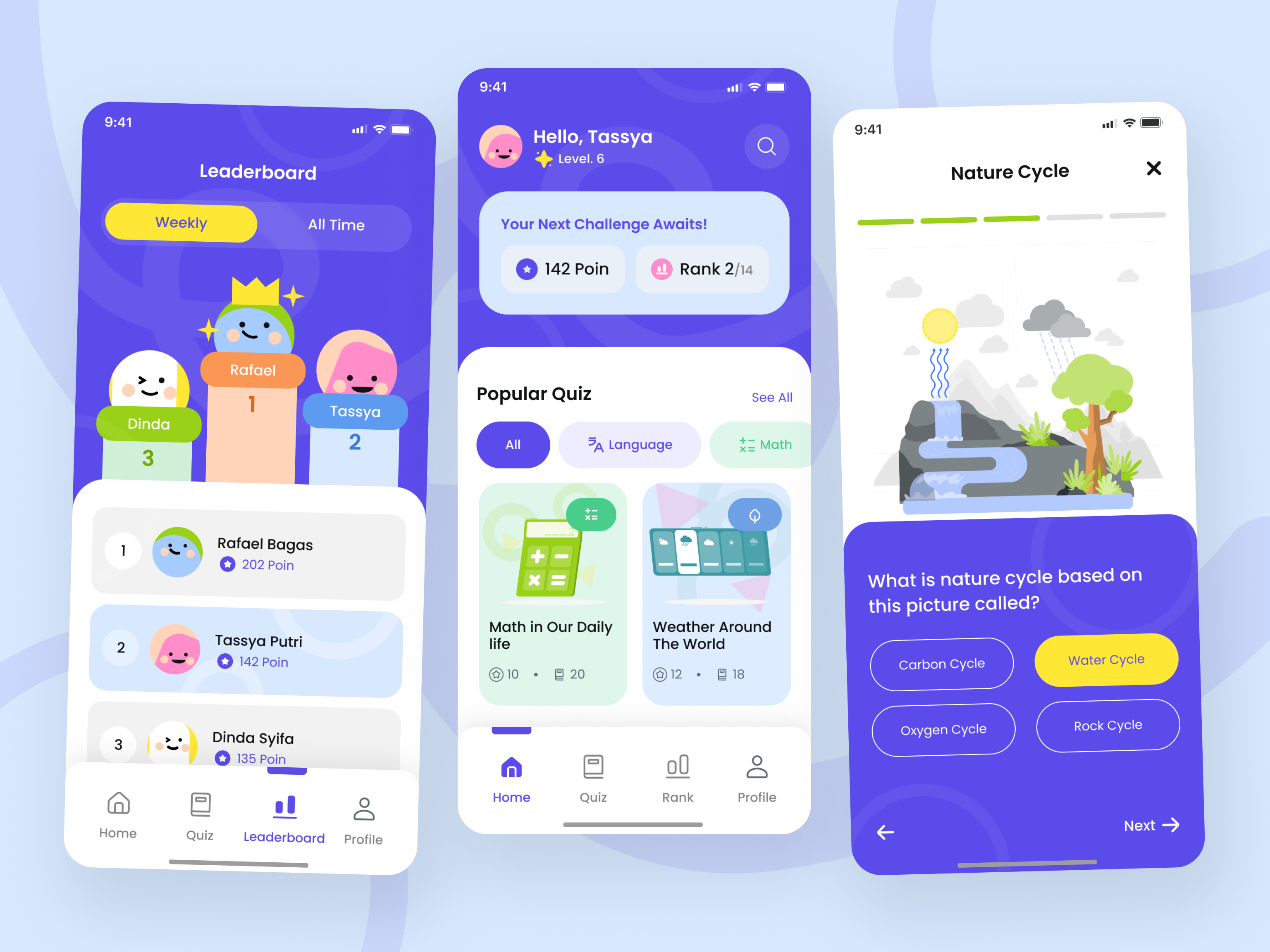Kwiz Education Animation illustration interaction design mobile ui web