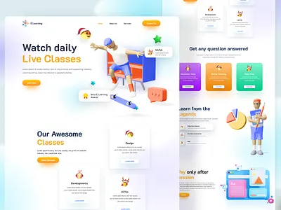 E learning course management course design e learning education education website home page interface landing page ui uidesign web webdesign website website design