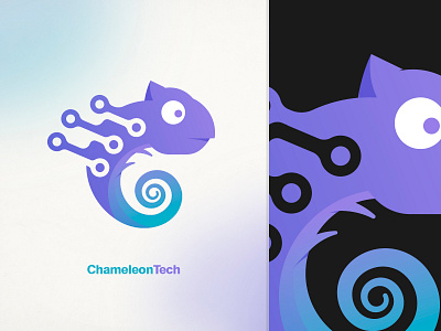 Chameleon Technology blue branding chameleon design green illustration logo tech technology vector