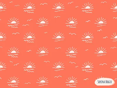 Mystic Sunset Pattern cute design handdrwan illustration illustrator kidspattern mystic nature nature art nurserydecore orange pattern patterndesigner patternlove summer sun sunset surface pattern design textiledesigner wave