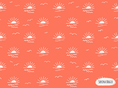 Mystic Sunset Pattern cute design handdrwan illustration illustrator kidspattern mystic nature nature art nurserydecore orange pattern patterndesigner patternlove summer sun sunset surface pattern design textiledesigner wave