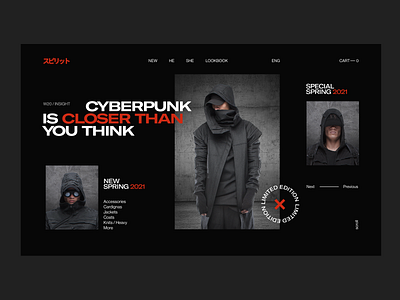 Cyberpunk Fashion Dark concept cyberpunk design fashion figma flat minimal minimalism ui ux uxui web website