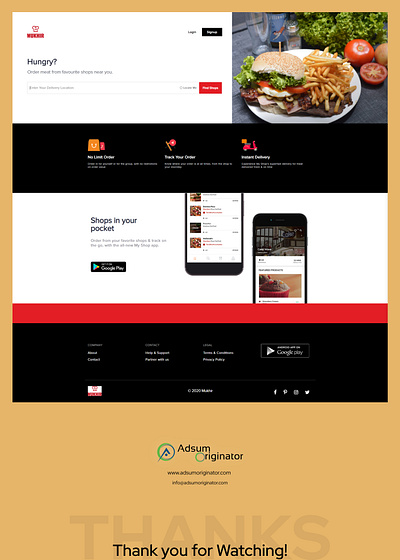 FOOD APP WEB LANDING PAGE DESIGN adsum adsumoriginator concept landing page design originator ui uiux uiux design user experience design user interface design web app web app design web design web development web interface web landing page web ui web uiux