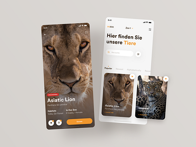 DoZoo Mobile App animal animals brown charity donate flat ios ios app ios app design mobile mobile app mobile app design mobile design mobile ui support zoo