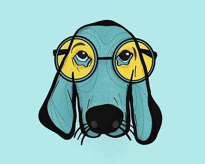 better 2 see you with adobe illustrator blue design dog dog illustration doggy glasses hound dog illustration illustrator ipad procreate procreate art sunglasses texture